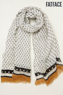 FatFace Natural Linen Mix Ditsy Geo Scarf