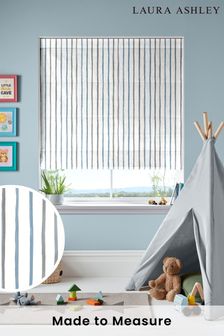 Laura Ashley Pale Steel Grey Painterly Stripe Made To Measure Roman Blind