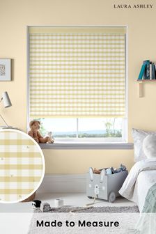 Laura Ashley Buttercup Yellow Alphabet Gingham Made To Measure Roller Blind