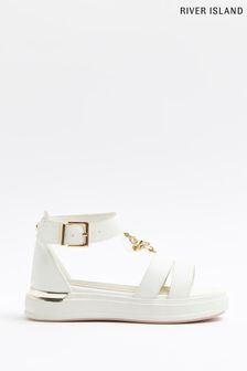 River Island White Caged Flat Sports Sandals