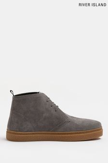River Island Grey Suede Crepe Cupsole Chukka Boots