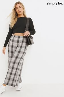 Simply Be Grey Check Wide Leg Trousers