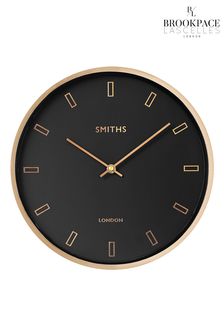 Brookpace Lascelles Black Rose Gold Metal Cased Wall Clock with Black Dial