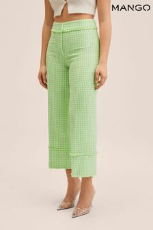 Mango Green Tweed Culotte Trousers