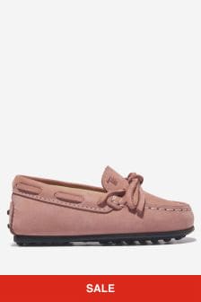 Tods Unisex Suede Moccasin Shoes in Pink