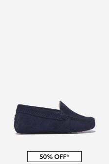 Tods Baby Unisex Suede Moccasin Shoes in Navy
