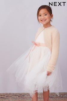 Pink Pearl Detail Fluffy Shrug Cardigan (3-16yrs) (U63466) | £21 - £26