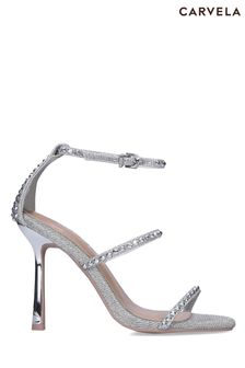 Carvela Womens Silver Chrome Charmed Sandals