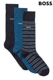 BOSS Mens Blue Socks 3 Pack Gift Set