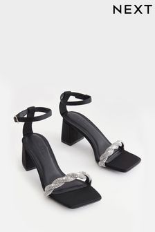 Black Regular/Wide Fit Forever Comfort® Twist Jewel Block Heel Sandals (U64028) | £17