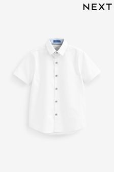 White Short Sleeve Smart Trimmed Shirt (3-16yrs) (U64131) | £12 - £17