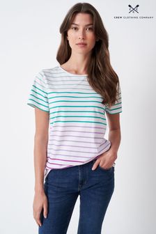 Crew Clothing Company Green Stripe Cotton T-Shirt