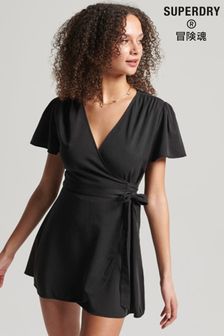 Superdry Black Vintage Mini Wrap Dress (U64868) | £45