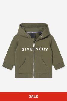 Givenchy Kids Baby Boys 4G Zip Up Top in Khaki