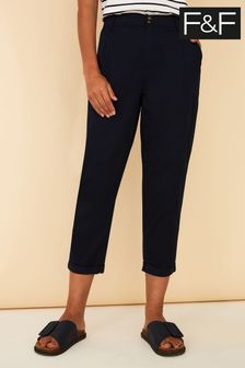 F&F Blue Cropped Chino Trousers