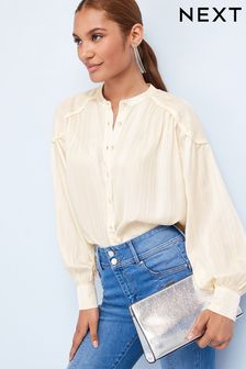 SheIn Ruffled Blouse blue-natural white check pattern casual look Fashion Blouses Ruffled Blouses 