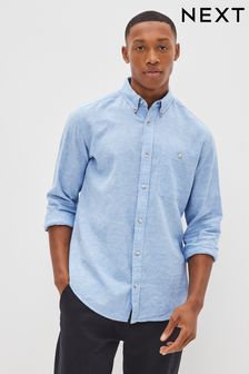 Light Blue Linen Blend Long Sleeves Shirt (U65491) | £30
