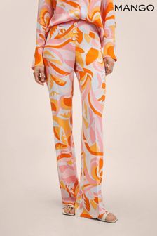 Mango Orange Flowy Straight Fit Trousers (U65634) | £36