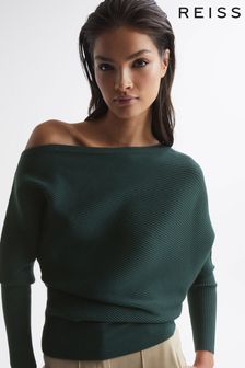 Reiss Lorna Asymmetric Drape Knitted Top