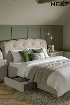 Soft Texture Light Natural Hartford Upholstered Two Drawer Bed Frame (U65948) | £850 - £1,050