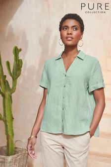 Pure Collection Green Ss Linen Shirt