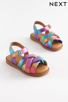 Purple Metallic Leather Padded Sandals (U66487) | £18 - £24