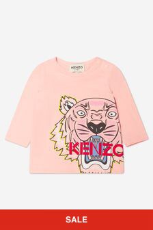 Kenzo Kids Baby Girls Organic Cotton Long Sleeve Tiger T-Shirt