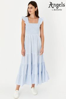 Accessorize Blue Gingham Tiered Maxi Dress