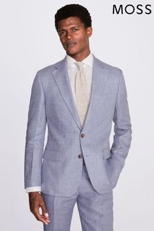 MOSS Blue Tailored Fit Dusty Linen Jacket (U67885) | £179
