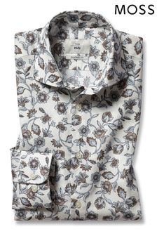 Moss Blue Tailored Fit Floral Shirt