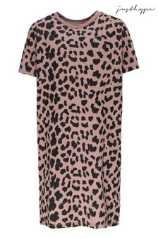 Hype. Womens Pink Leopard Justhype T-Shirt Dress (U67980) | £30