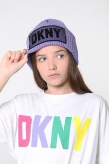 DKNY Girls Knitted Logo Pull On Hat