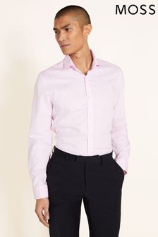 Moss Bros Slim Fit Pink Pinpoint Oxford Non-Iron Shirt