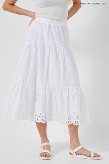 French Connection Abana Biton Broiderie White Skirt