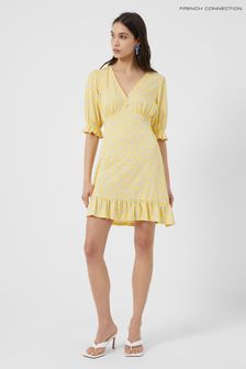French Connection Peony Doria Eco Puff Sleeve Yellow Dress