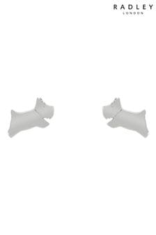 Radley Polished Silver Plated Sterling Silver Jumping Dog Stud Earrings
