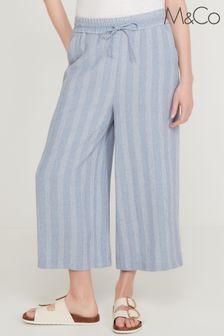 M&Co Blue Crinkle Culotte Trousers
