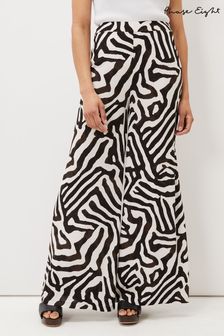 Phase Eight Isabelle Natural Wide Leg Zebra Print Trousers
