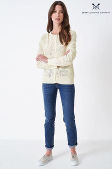Crew Clothing Company White Floral Print Cotton Cardigan
