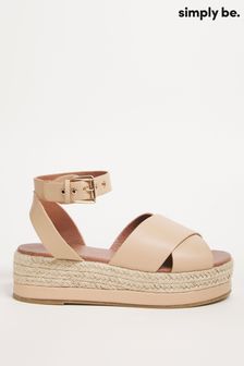 Simply Be Pink Crossover Strap Espadrille Wedges