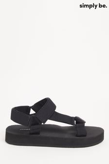 Simply be Black Buckle Active Sandal With Classic Outsole (U70290) | £22