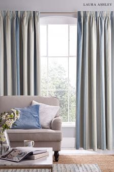 Seaspray Blue Awning Stripe Blackout/Thermal Curtains