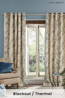 Seaspray Blue Pussy Willow Eyelet Lined Curtains