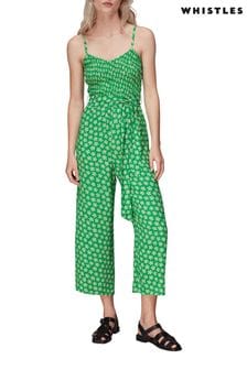 Whistles Green Daisy Check Print Jumpsuit