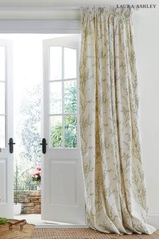 Off-White Hedgerow Pussy Willow Pencil Pleat Thermal Lined Door Curtain