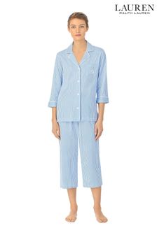 Lauren Ralph Lauren Blue Stripe Cotton Capri Pyjamas