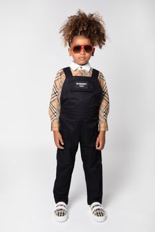 Burberry Kids Boys Branded Marvin Dungarees in Black