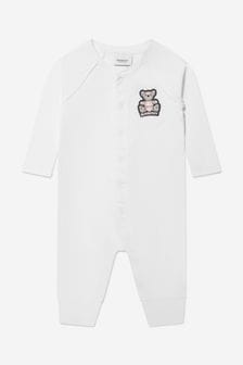 Burberry Kids Baby Pippi Bear Logo Romper in White