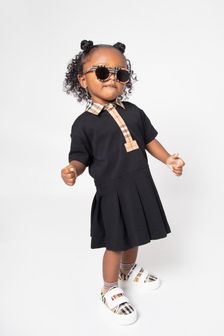 Burberry Kids Baby Girls Check Collar Sigrid Dress in Black