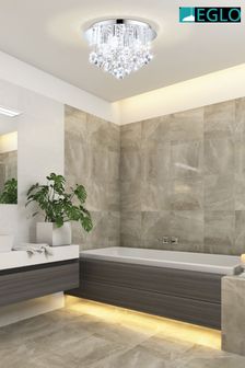 Eglo Silver Crystal Olmonte 4 Light Bathroom Ceiling Light (U73357) | £140